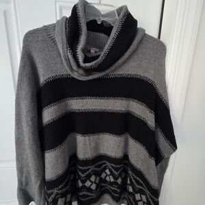 Cozy Gray and Black Striped Women's Sweater